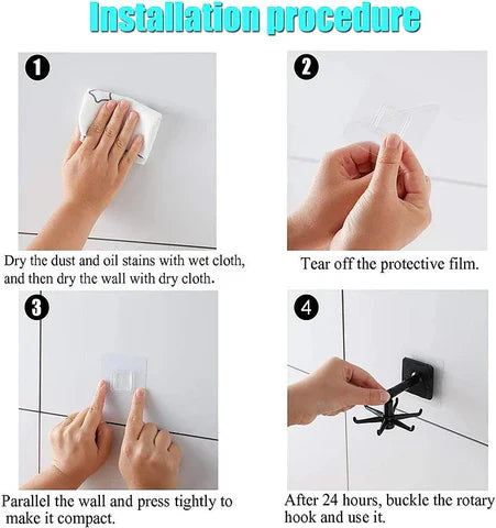 2-Pack 360° Rotating Self-Adhesive Utility Hooks