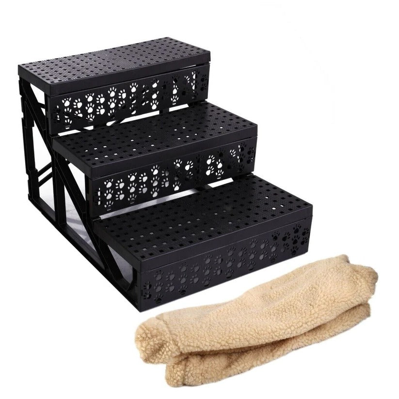 3-Step Portable Dog Stairs for Tall Beds