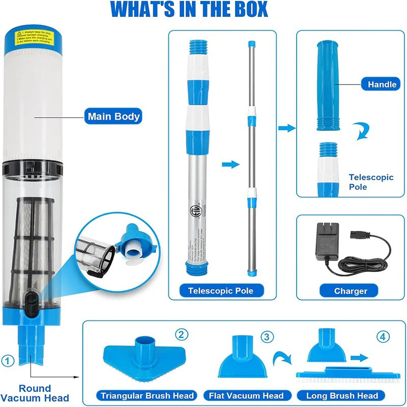 3-in-1 Cordless Rechargeable Pool Vacuum Cleaner