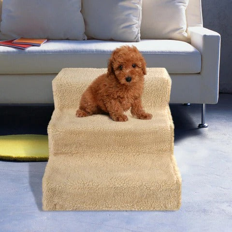 3-Step Portable Dog Stairs for Tall Beds