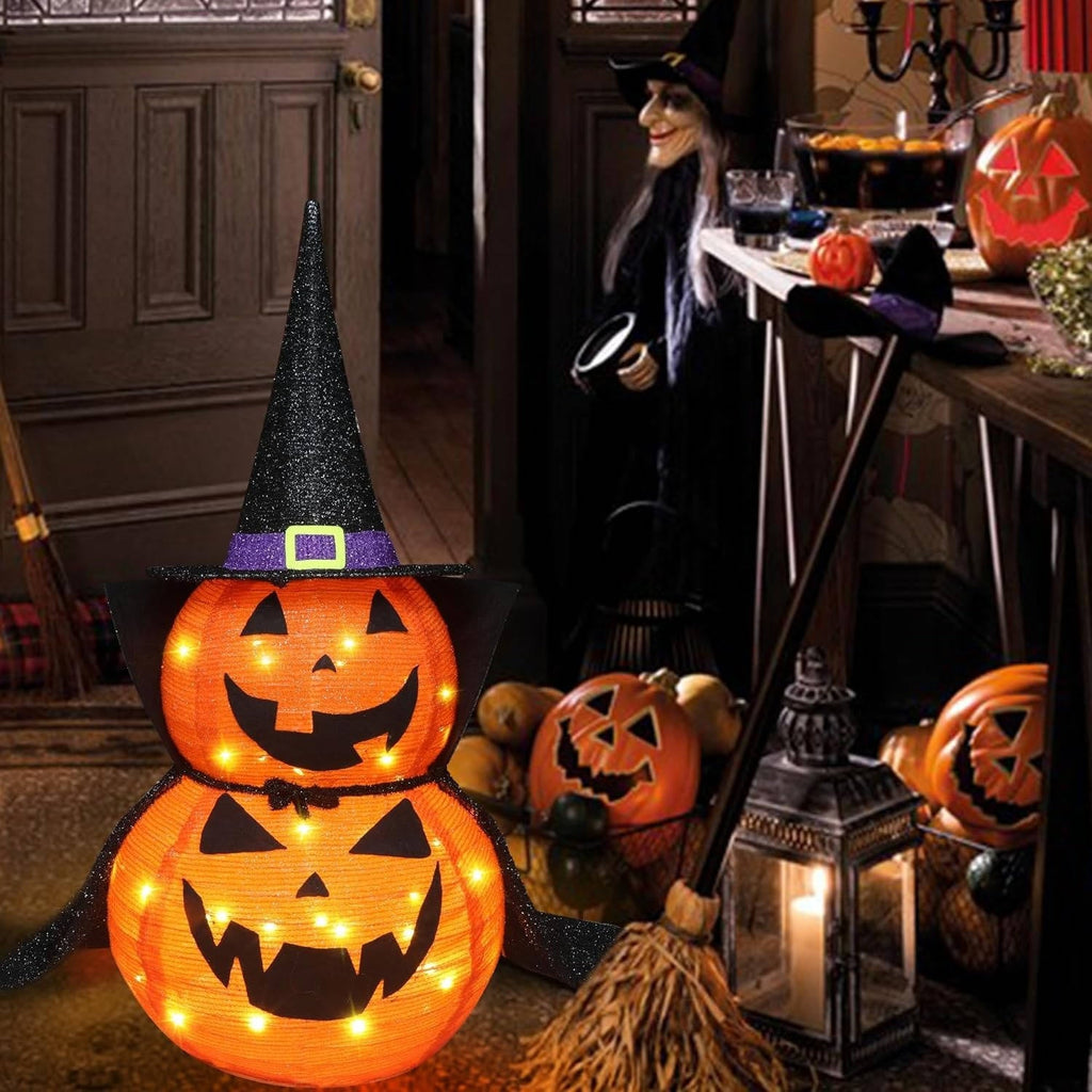 3 ft Collapsible Light-Up Halloween Pumpkin (2-Pack)