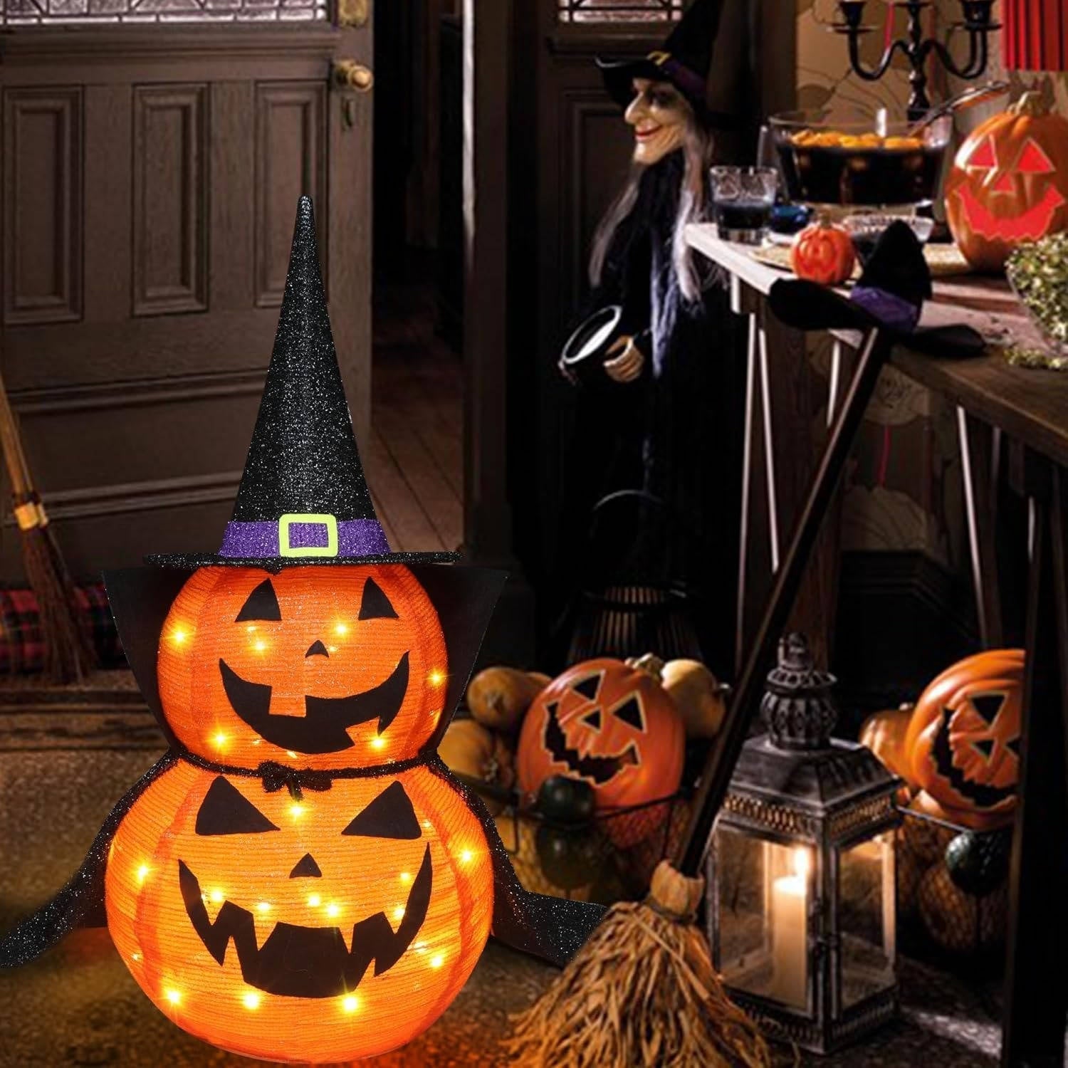 3 ft Collapsible Light-Up Halloween Pumpkin (2-Pack)