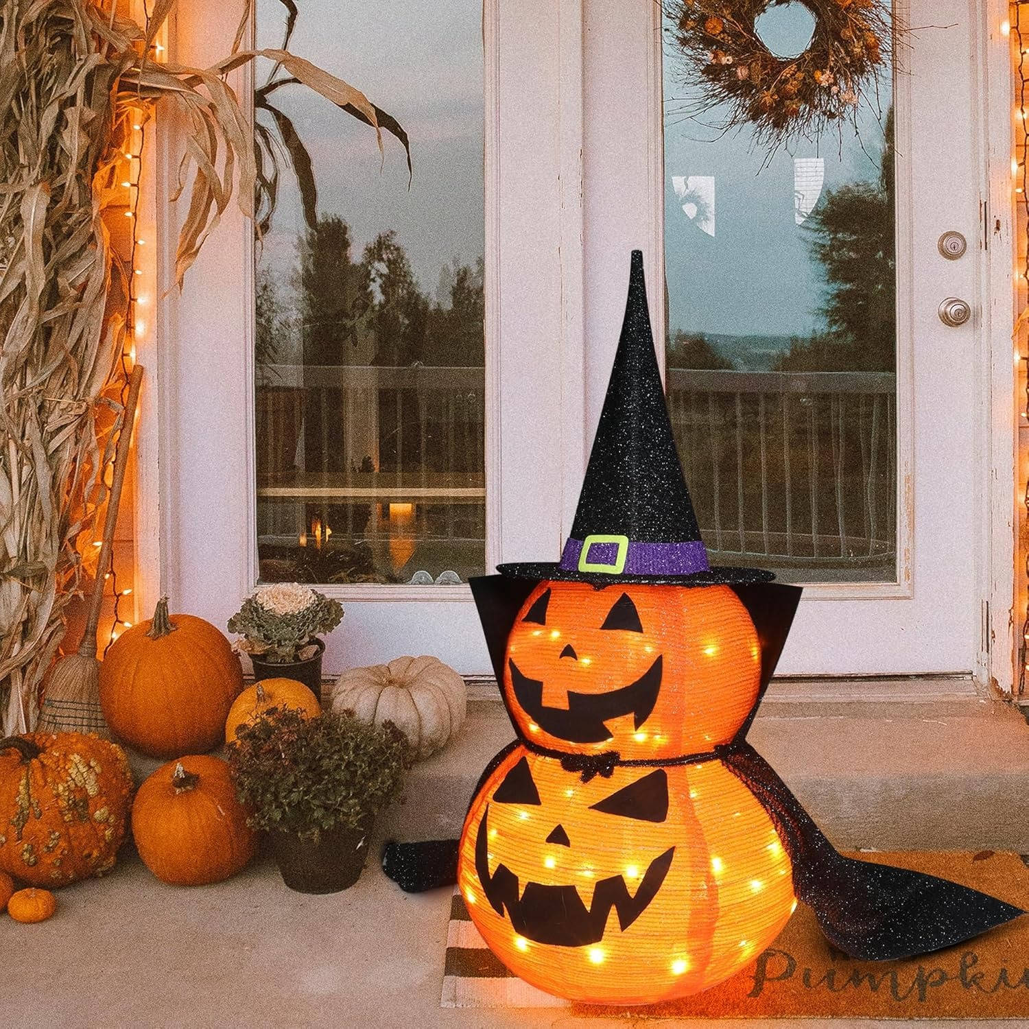 3 ft Collapsible Light-Up Halloween Pumpkin (2-Pack)