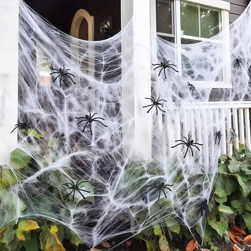 200 sq ft Halloween Spider Web Decoration with Spiders