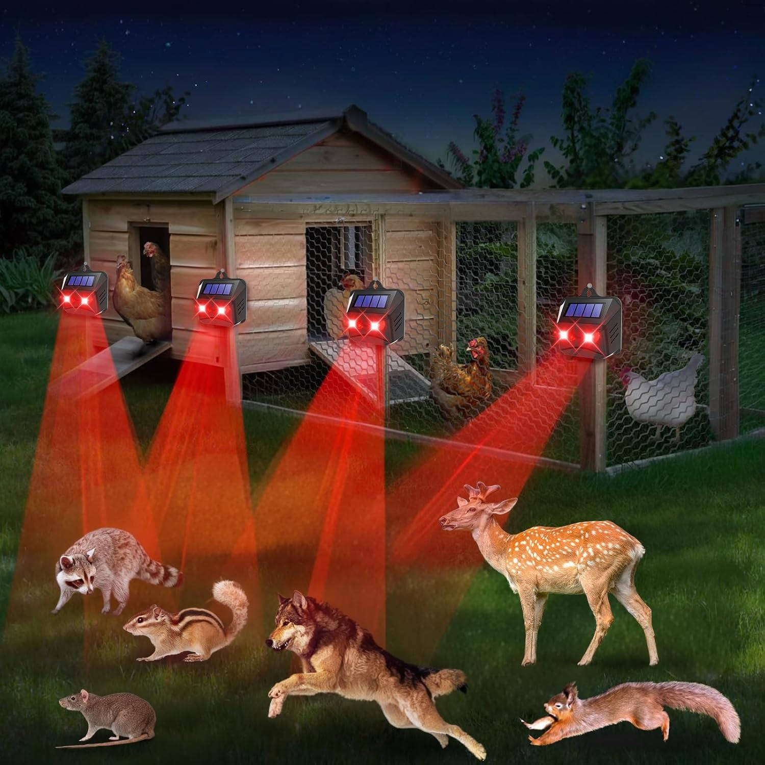 2-Pack Solar Ultrasonic Animal Repellent