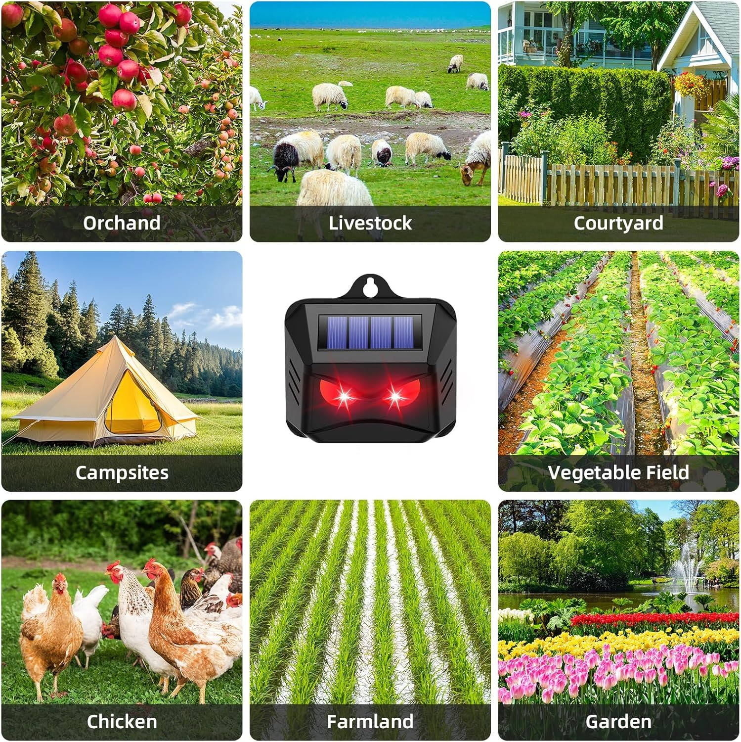 2-Pack Solar Ultrasonic Animal Repellent