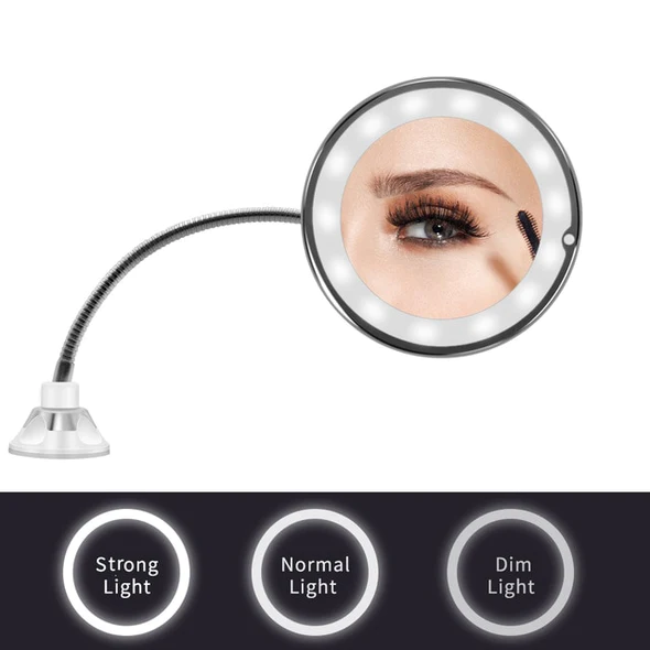10x Magnifying LED Makeup Mirror with Flexible Arm