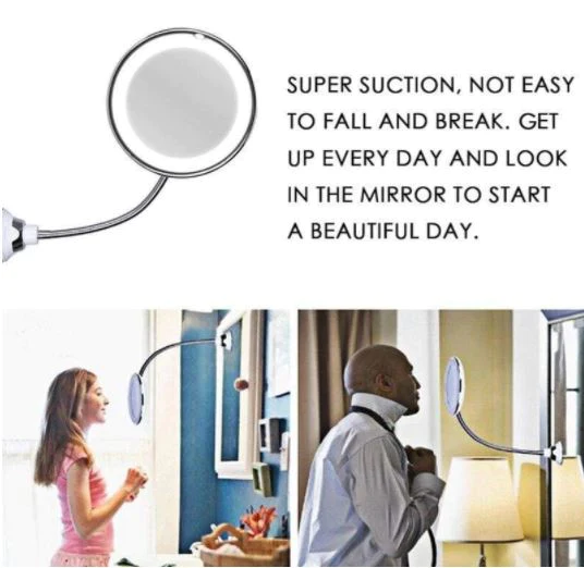 10x Magnifying LED Makeup Mirror with Flexible Arm