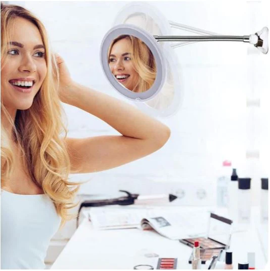 10x Magnifying LED Makeup Mirror with Flexible Arm