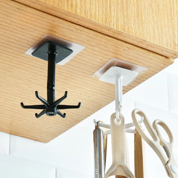 2-Pack 360° Rotating Self-Adhesive Utility Hooks
