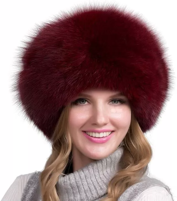 Natural Fox Fur Winter Hat with Earmuffs