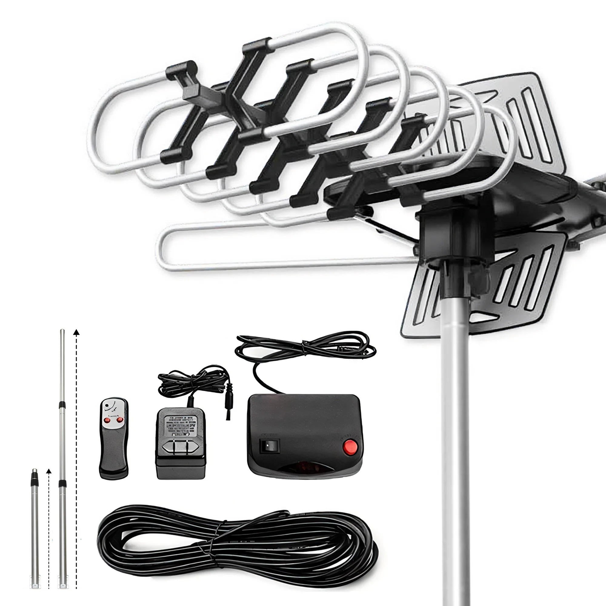 Long-Range Outdoor HD TV Antenna with 360° Motor