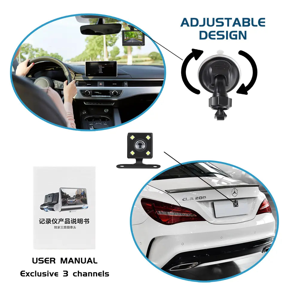 4-inch Touchscreen Front & Rear Dash Cam