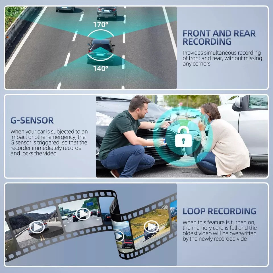 4-inch Touchscreen Front & Rear Dash Cam